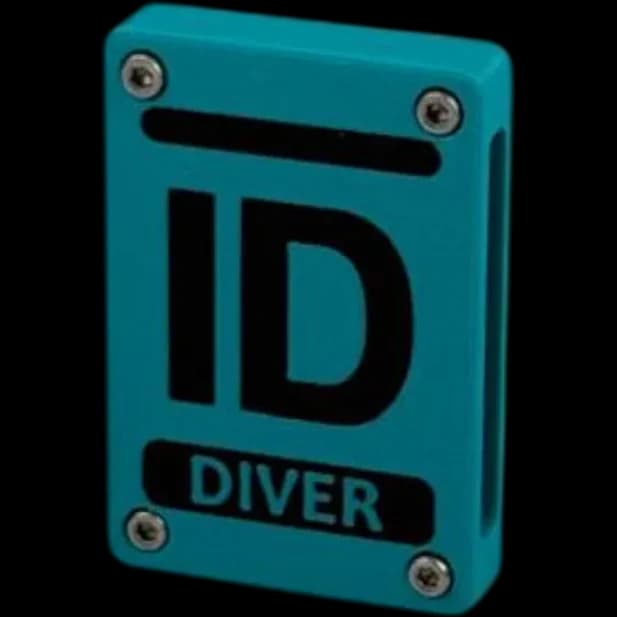 Boîtier ID DIVER bleu canard, vis inox apparentes.